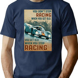 Get Old Car Racing T-Shirt - Retro Graphic Tee for Men & Women - Navy