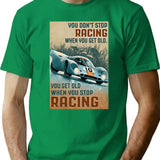 Get Old Car Racing T-Shirt - Retro Graphic Tee for Men & Women - Green
