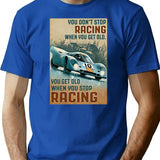 Get Old Car Racing T-Shirt - Retro Graphic Tee for Men & Women - Blue