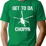 Get To Da Choppa Distressed T-Shirt - Retro Graphic Tee for Men & Women - Green