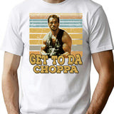 Get To Da Choppa T-Shirt - Retro Graphic Tee for Men & Women - White