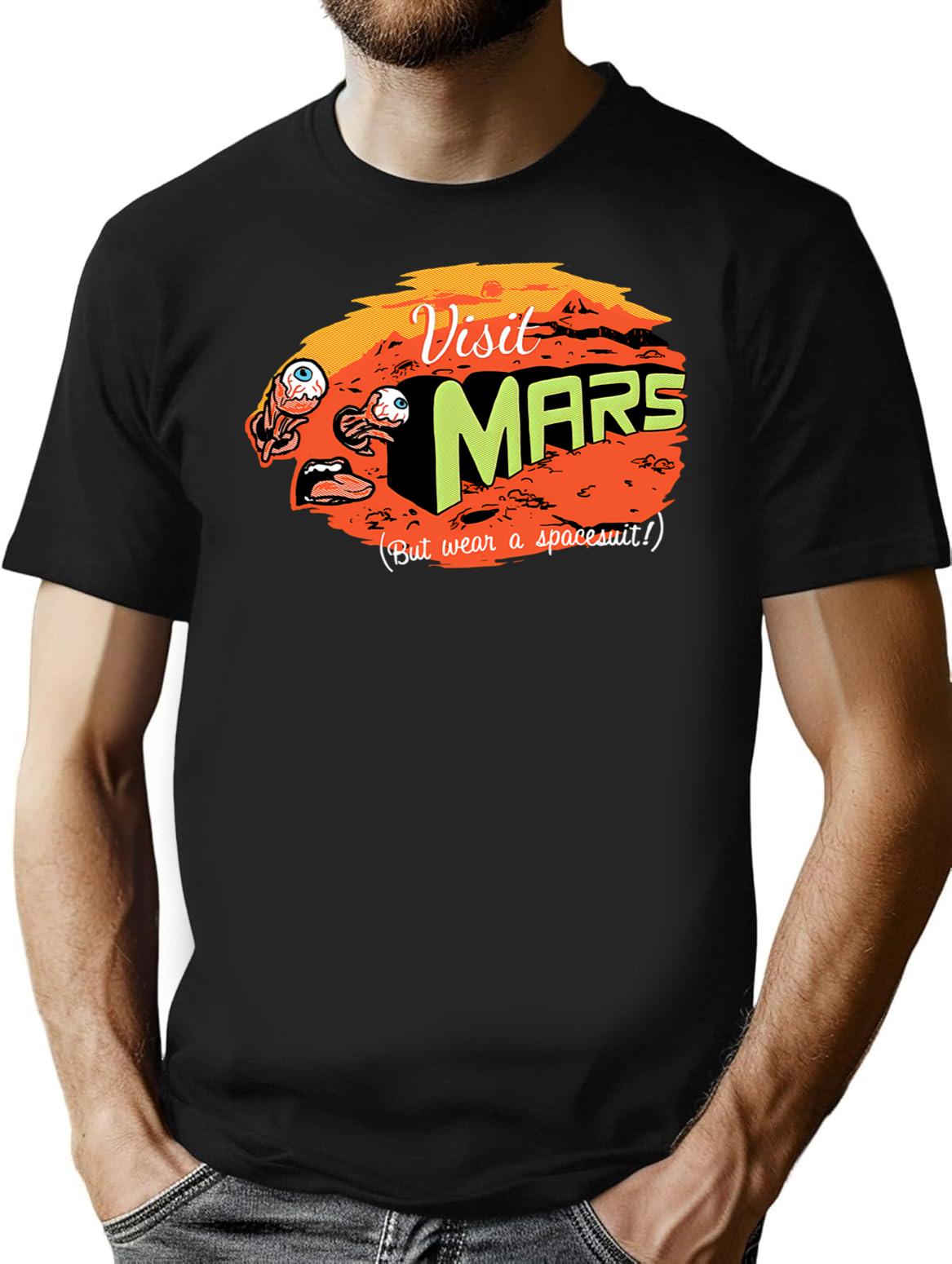 Get To Mars T-Shirt - Retro Graphic Tee for Men & Women - Black