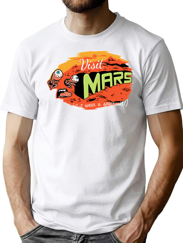 Get To Mars T-Shirt - Retro Graphic Tee for Men & Women - White