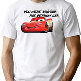 Getaway (race)car T-Shirt - Retro Graphic Tee for Men & Women - White
