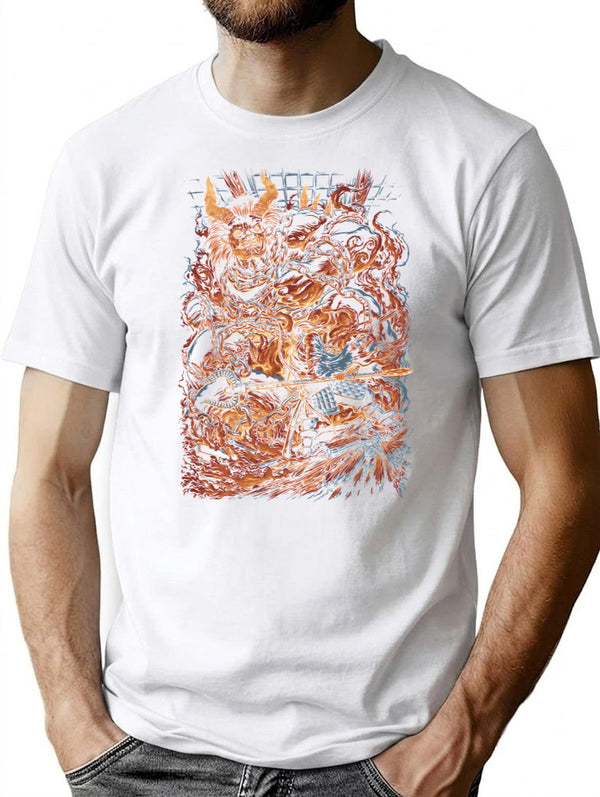 Giant Red Demon T-Shirt for Men & Women, T-Shirts Graphic Tee - White
