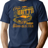 Giga Watts Garage Back To The Future Delorean Car ( Ucs Llc And Amblin) T-Shirt for Men & Women, T-Shirts Graphic Tee - Navy