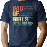 Girl Dad Outnumbered Men Fathers Day Father Of Girls Vintage T-Shirt - Navy