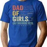 Girl Dad Outnumbered Men Fathers Day Father Of Girls Vintage T-Shirt - Blue
