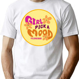 Girl Pick A Mood T-Shirt - Retro Graphic Tee for Men & Women - White