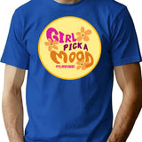 Girl Pick A Mood T-Shirt - Retro Graphic Tee for Men & Women - Blue