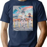 Girl With Radio Aya Takano T-Shirt - Retro Graphic Tee for Men & Women - Navy