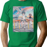 Girl With Radio Aya Takano T-Shirt - Retro Graphic Tee for Men & Women - Green