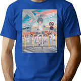 Girl With Radio Aya Takano T-Shirt - Retro Graphic Tee for Men & Women - Blue