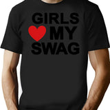 Girls Love My Swag (1) T-Shirt - Retro Graphic Tee for Men & Women - Black