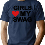 Girls Love My Swag (1) T-Shirt - Retro Graphic Tee for Men & Women - Navy