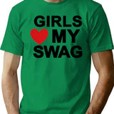 Girls Love My Swag (1) T-Shirt - Retro Graphic Tee for Men & Women - Green