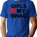 Girls Love My Swag (1) T-Shirt - Retro Graphic Tee for Men & Women - Blue