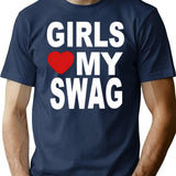 Girls Love My Swag T-Shirt - Retro Graphic Tee for Men & Women - Navy