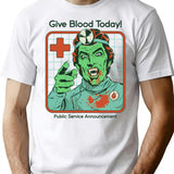 Give Blood Today T-Shirt - Retro Graphic Tee for Men & Women - White