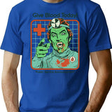 Give Blood Today T-Shirt - Retro Graphic Tee for Men & Women - Blue