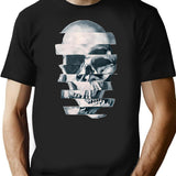 Glitch Skull Mono T-Shirt for Men & Women, T-Shirts Graphic Tee - Black