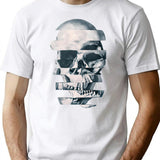 Glitch Skull Mono T-Shirt for Men & Women, T-Shirts Graphic Tee - White