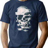Glitch Skull Mono T-Shirt for Men & Women, T-Shirts Graphic Tee - Navy