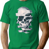 Glitch Skull Mono T-Shirt for Men & Women, T-Shirts Graphic Tee - Green