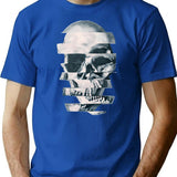Glitch Skull Mono T-Shirt for Men & Women, T-Shirts Graphic Tee - Blue