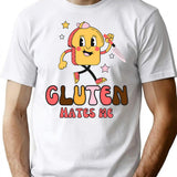 Gluten Hates Me Knife (retro) T-Shirt - White