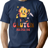 Gluten Hates Me Knife (retro) T-Shirt - Navy
