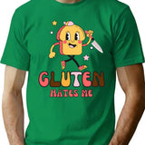 Gluten Hates Me Knife (retro) T-Shirt - Green