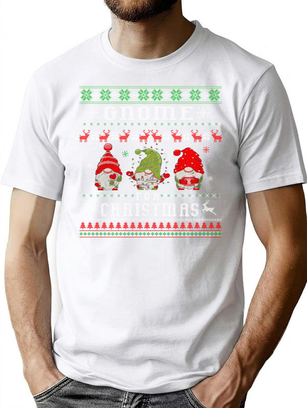 Gnome For Christmas Ugly Sweater T-Shirt for Men & Women, T-Shirts Graphic Tee - White