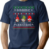 Gnome For Christmas Ugly Sweater T-Shirt for Men & Women, T-Shirts Graphic Tee - Navy