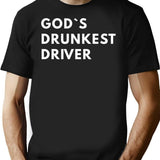 Gods Drunkest Driver T-Shirt - Retro Graphic Tee for Men & Women - Black