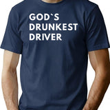 Gods Drunkest Driver T-Shirt - Retro Graphic Tee for Men & Women - Navy