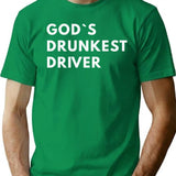 Gods Drunkest Driver T-Shirt - Retro Graphic Tee for Men & Women - Green