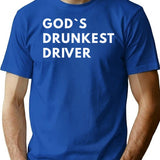 Gods Drunkest Driver T-Shirt - Retro Graphic Tee for Men & Women - Blue