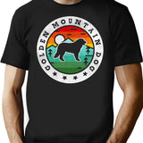 Golden Mountain Dog Summer Vintage T-Shirt - Retro Graphic Casual Tee - Black