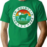 Golden Mountain Dog Summer Vintage T-Shirt - Retro Graphic Casual Tee - Green