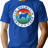 Golden Mountain Dog Summer Vintage T-Shirt - Retro Graphic Casual Tee - Blue