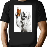 Golden Retriever Dog Drinking Beer Funny Beer Humor T-Shirt - Black