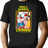 Golden Stay Christmas T-Shirt - Retro Graphic Tee for Men & Women - Black