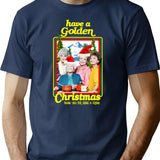Golden Stay Christmas T-Shirt - Retro Graphic Tee for Men & Women - Navy