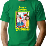 Golden Stay Christmas T-Shirt - Retro Graphic Tee for Men & Women - Green