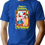 Golden Stay Christmas T-Shirt - Retro Graphic Tee for Men & Women - Blue