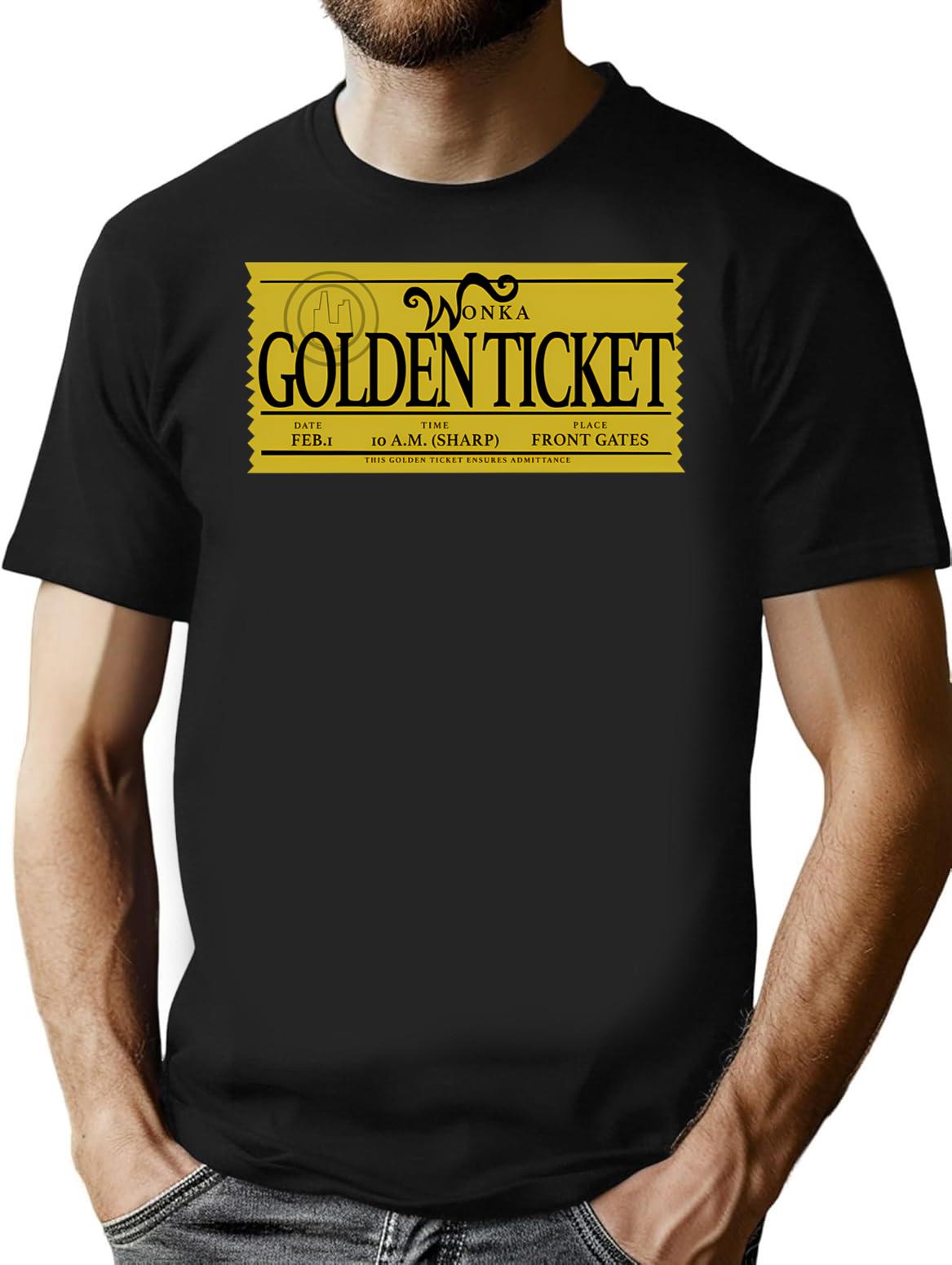Golden Ticket T-Shirt - Retro Graphic Tee for Men & Women - Black