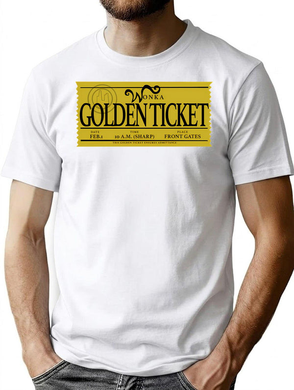 Golden Ticket T-Shirt - Retro Graphic Tee for Men & Women - White