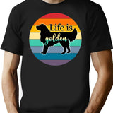 Golden Vintage Golden Retro Life Is Golden Dog T-Shirt - Black