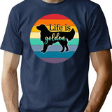 Golden Vintage Golden Retro Life Is Golden Dog T-Shirt - Navy